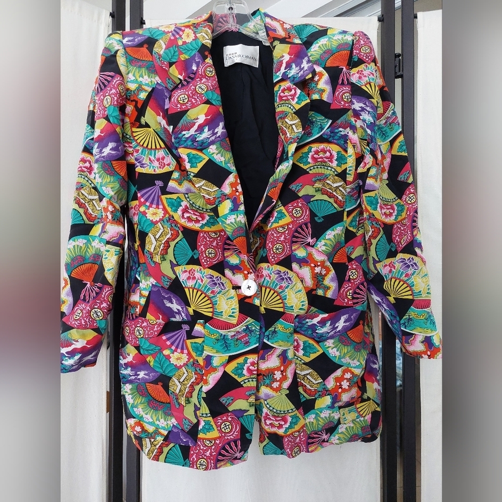 Dana Buchman Multicolor Fan Pattern Blazer